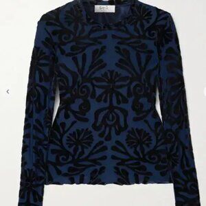 NWT NEVER WORN Sea  alis devoré-velvet top - blue size M